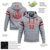 Custom Stitched Gray Red-White Football Pullover Sweatshirt Hoodie