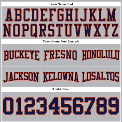 Custom Stitched Gray Navy-Orange Football Pullover Sweatshirt Hoodie