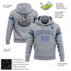 Custom Stitched Gray Light Blue-Black Football Pullover Sweatshirt Hoodie