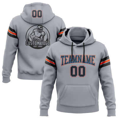 Custom Stitched Gray Black Powder Blue-Orange Football Pullover Sweatshirt Hoodie