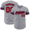 Custom Gray Red-Navy Authentic Baseball Jersey