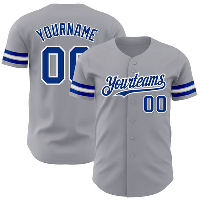 Custom Gray Royal-White Authentic Baseball Jersey