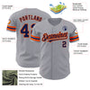 Custom Gray Navy-Orange Authentic Baseball Jersey