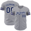 Custom Gray Navy-White Authentic Baseball Jersey