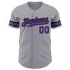 Custom Gray Purple-Black Authentic Baseball Jersey