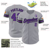 Custom Gray Purple-Black Authentic Baseball Jersey