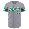 Custom Gray Kelly Green-White Authentic Baseball Jersey