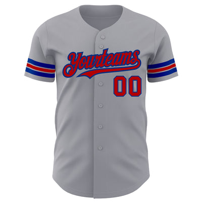 Custom Gray Red-Royal Authentic Baseball Jersey