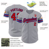 Custom Gray Red-Royal Authentic Baseball Jersey