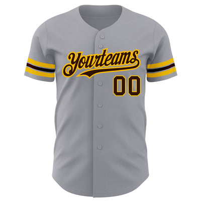 Custom Gray Brown-Gold Authentic Baseball Jersey