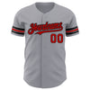 Custom Gray Red-Black Authentic Baseball Jersey