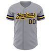 Custom Gray Navy-Gold Authentic Baseball Jersey