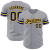 Custom Gray Navy-Gold Authentic Baseball Jersey