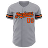 Custom Gray Orange-Black Authentic Baseball Jersey