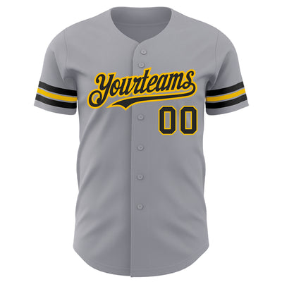 Custom Gray Black-Gold Authentic Baseball Jersey