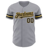 Custom Gray Black-Old Gold Authentic Baseball Jersey