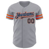 Custom Gray Black Powder Blue-Orange Authentic Baseball Jersey