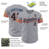 Custom Gray Black Powder Blue-Orange Authentic Baseball Jersey