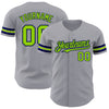 Custom Gray Neon Green-Navy Authentic Baseball Jersey