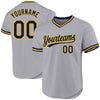 Custom Gray Navy-Gold Authentic Throwback Baseball Jersey