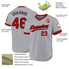 Custom Gray Red-Black Authentic Throwback Baseball Jersey