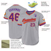 Custom Gray Purple-Orange Authentic Throwback Baseball Jersey