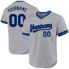 Custom Gray Navy-Blue Authentic Throwback Baseball Jersey