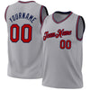 Custom Gray Red-Navy Authentic Throwback Basketball Jersey