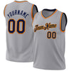 Custom Gray Navy Gold-Orange Authentic Throwback Basketball Jersey