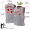 Custom Gray Red-White Authentic Throwback Basketball Jersey