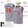 Custom Gray Red-Royal Authentic Throwback Basketball Jersey