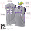 Custom Gray White-Purple Authentic Throwback Basketball Jersey