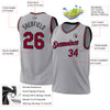 Custom Gray Maroon-Black Authentic Throwback Basketball Jersey