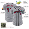 Custom Gray Crimson Black-Aqua Authentic Baseball Jersey