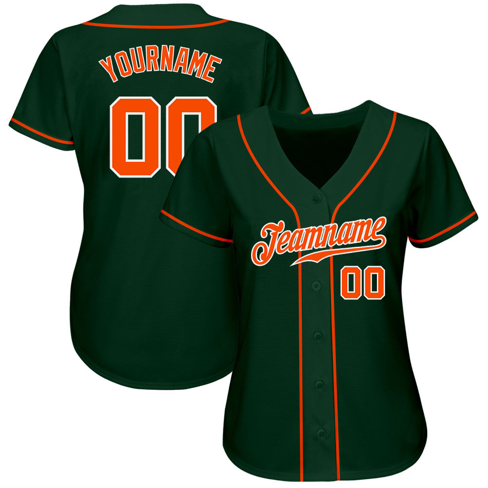 Custom Green Orange-White Authentic Baseball Jersey