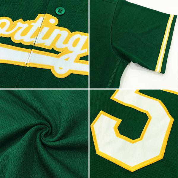 Cheap Custom Cream Green-Gold Authentic Baseball Jersey Free