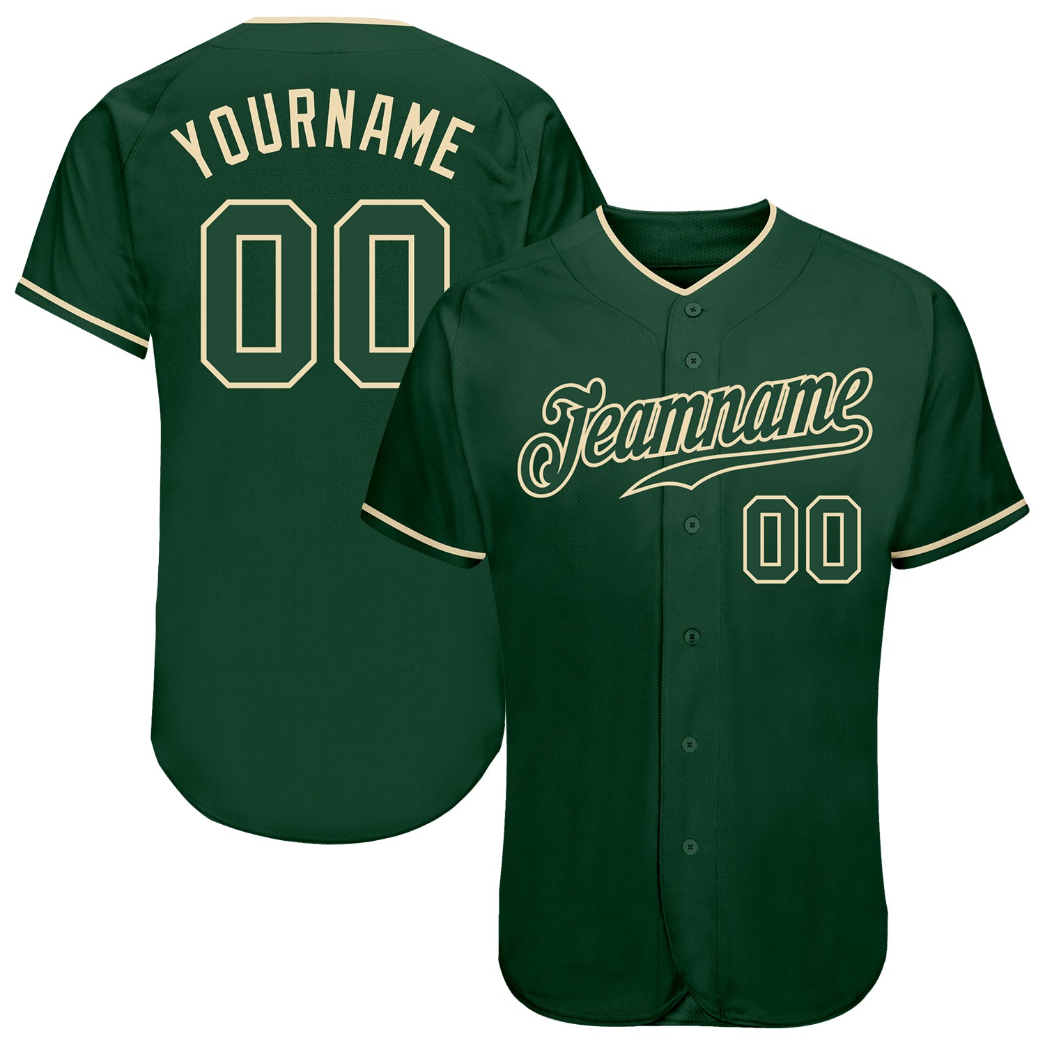 Custom Green Green-Cream Authentic Baseball Jersey Discount