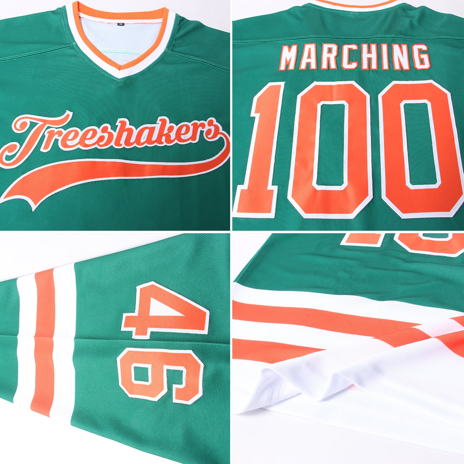 Custom Green Orange-White Hockey Jersey