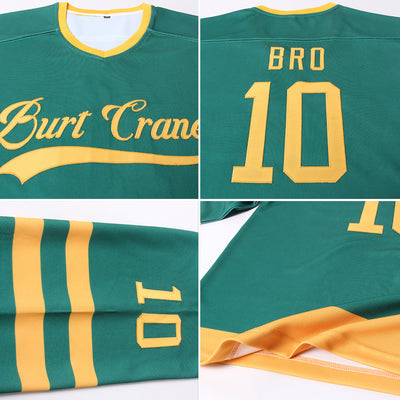 Custom Green Gold Hockey Jersey