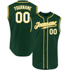 Custom Green White-Gold Authentic Sleeveless Baseball Jersey