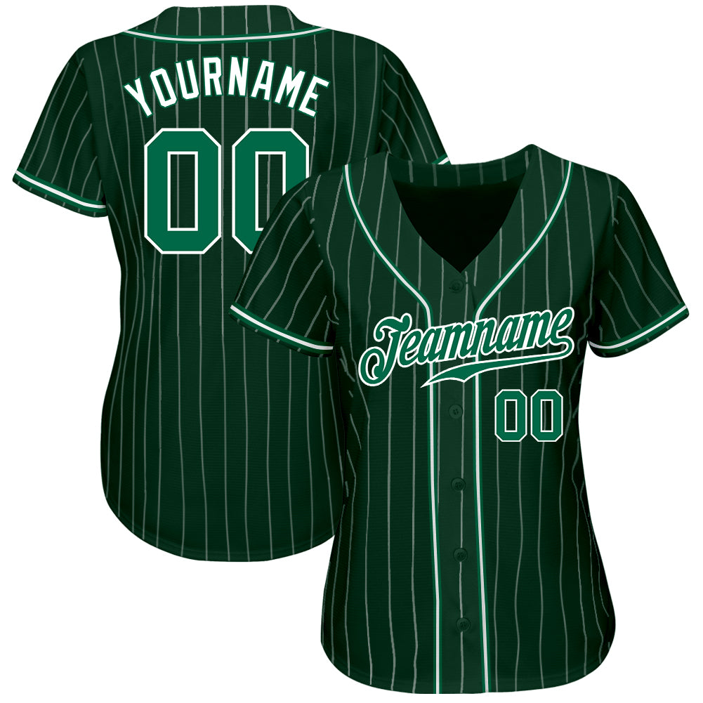 Custom Green White Pinstripe Kelly Green Baseball Jerseys For Men & Women  JN1253