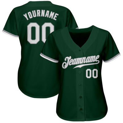 Custom Green White-Gray Authentic Baseball Jersey