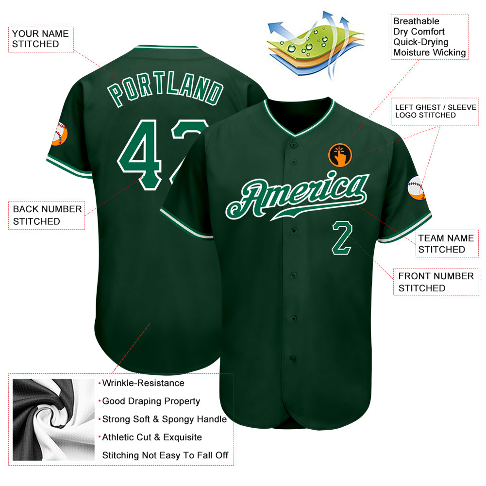 Custom Green Kelly Green-White Authentic Baseball Jersey