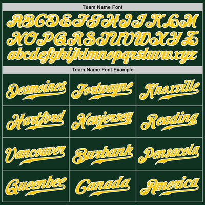 Custom Green Gold-White Authentic Baseball Jersey