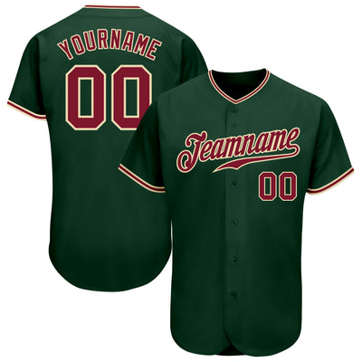 Custom Green Crimson-City Cream Authentic Baseball Jersey