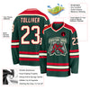 Custom Green Cream-Red Hockey Jersey