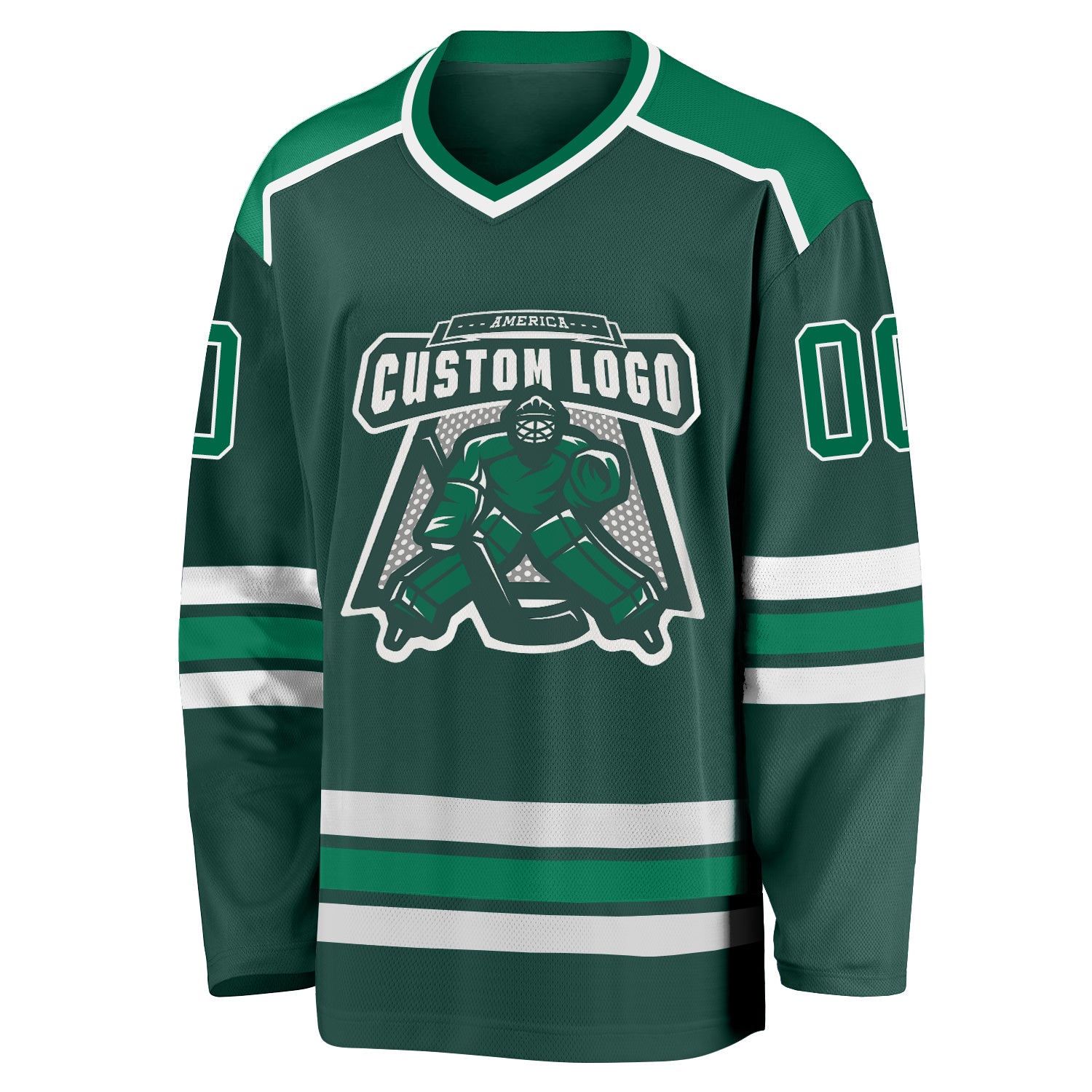 Custom Green Kelly Green-White Hockey Jersey