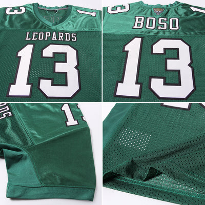 Custom Green Cream-Black Mesh Authentic Football Jersey