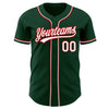 Custom Green White-Red Authentic Baseball Jersey