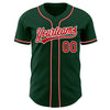 Custom Green Red-White Authentic Baseball Jersey